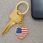 American Flag - Heart Pendant Luxury Keychain