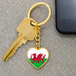 Welsh Flag - Heart Pendant Luxury Keychain