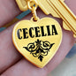 Cecelia  v01 - Heart Pendant Luxury Keychain