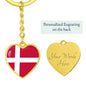 Danish Flag - Heart Pendant Luxury Keychain