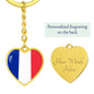 French Flag - Heart Pendant Luxury Keychain