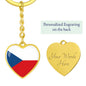 Czech Flag - Heart Pendant Luxury Keychain