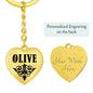 Olive  v01 - Heart Pendant Luxury Keychain