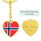 Norwegian Flag - Heart Pendant Luxury Keychain