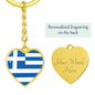 Greek Flag - Heart Pendant Luxury Keychain