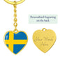 Swedish Flag - Heart Pendant Luxury Keychain