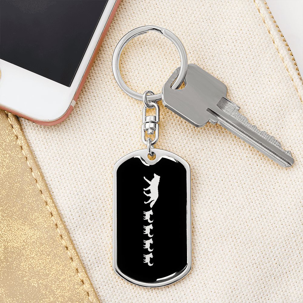 Mama Wolf With 4 Pups v2 - Luxury Dog Tag Keychain