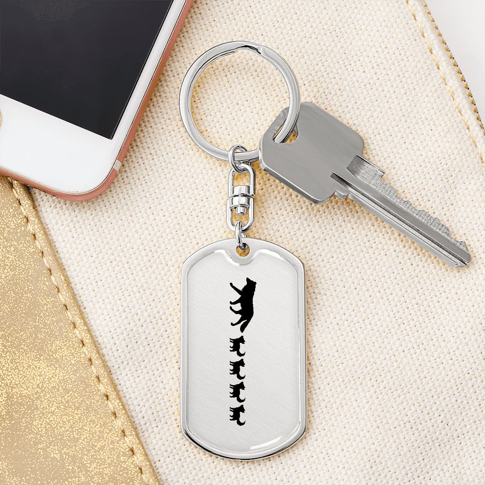 Mama Wolf With 4 Pups - Luxury Dog Tag Keychain