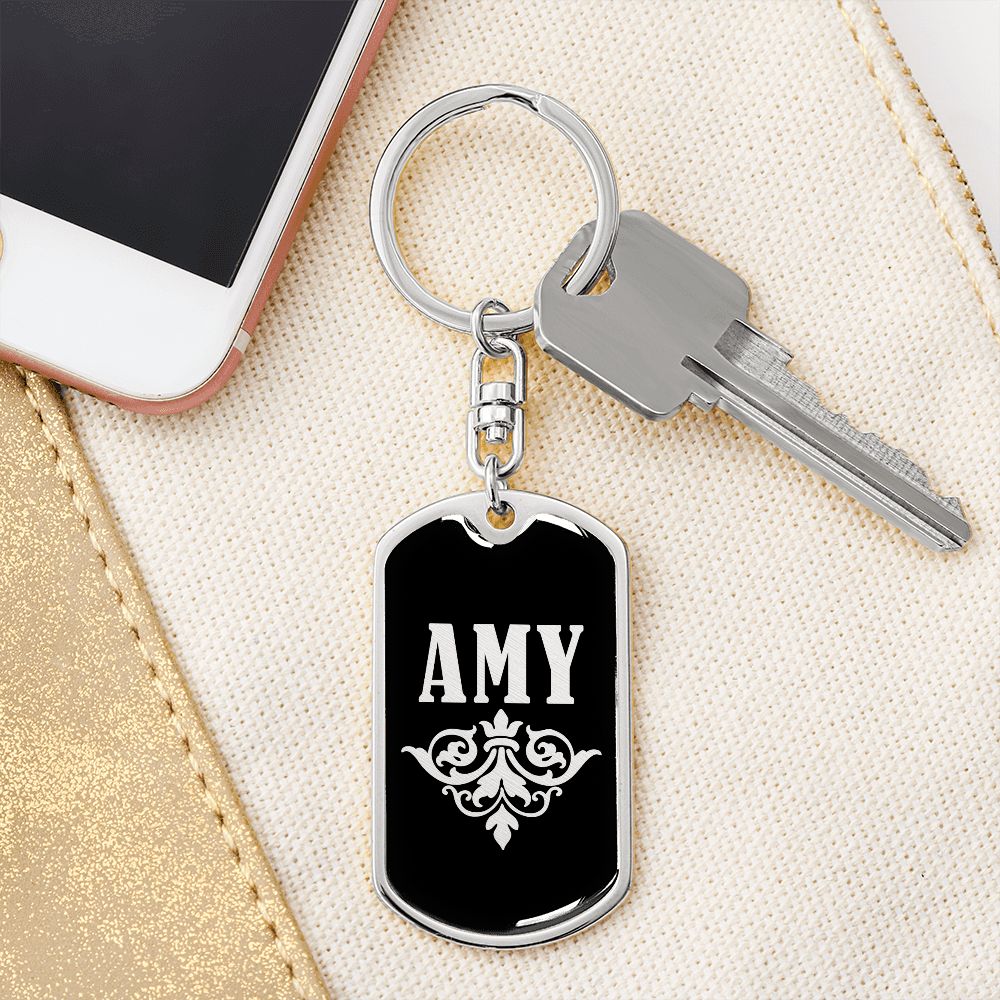 Amy v02a - Luxury Dog Tag Keychain
