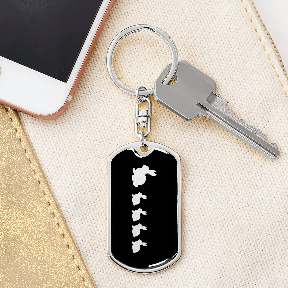 Mama Rabbit With 4 Kittens v2 - Luxury Dog Tag Keychain