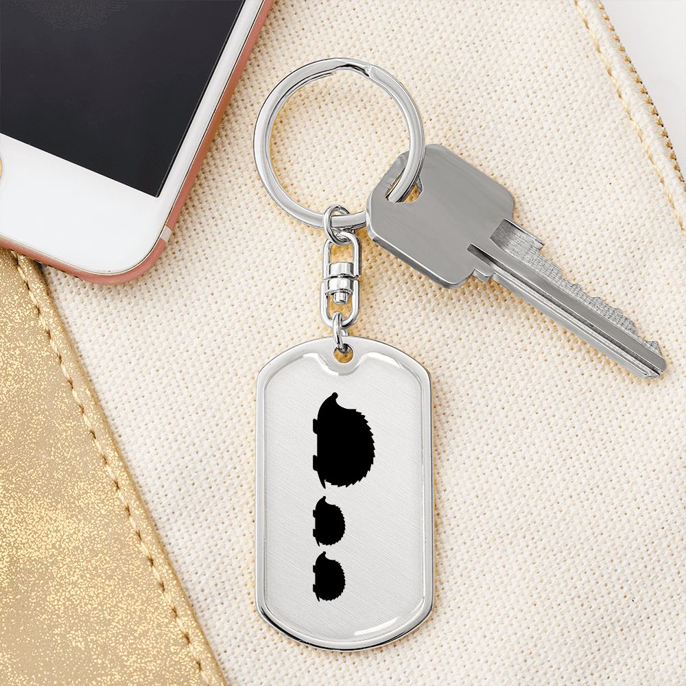 Mama Hedgehog With 2 Hoglets - Luxury Dog Tag Keychain