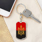 Stylized Tryzub And Red-Black Flag - Luxury Dog Tag Keychain