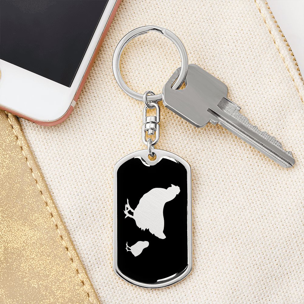 Mama Chicken With 1 Chick v2 - Luxury Dog Tag Keychain