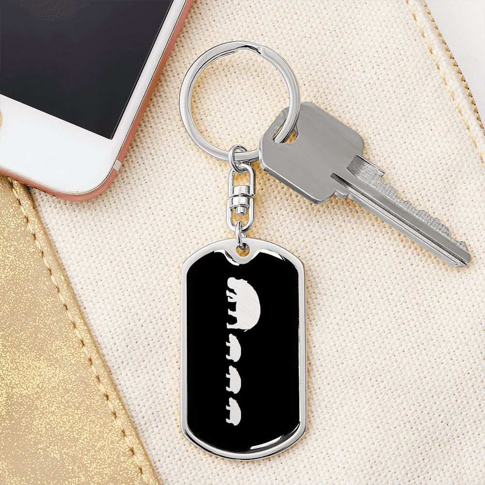 Mama Hippo With 3 Calves v2 - Luxury Dog Tag Keychain