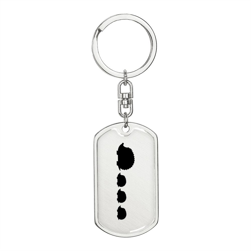 Mama Hedgehog With 3 Hoglets - Luxury Dog Tag Keychain