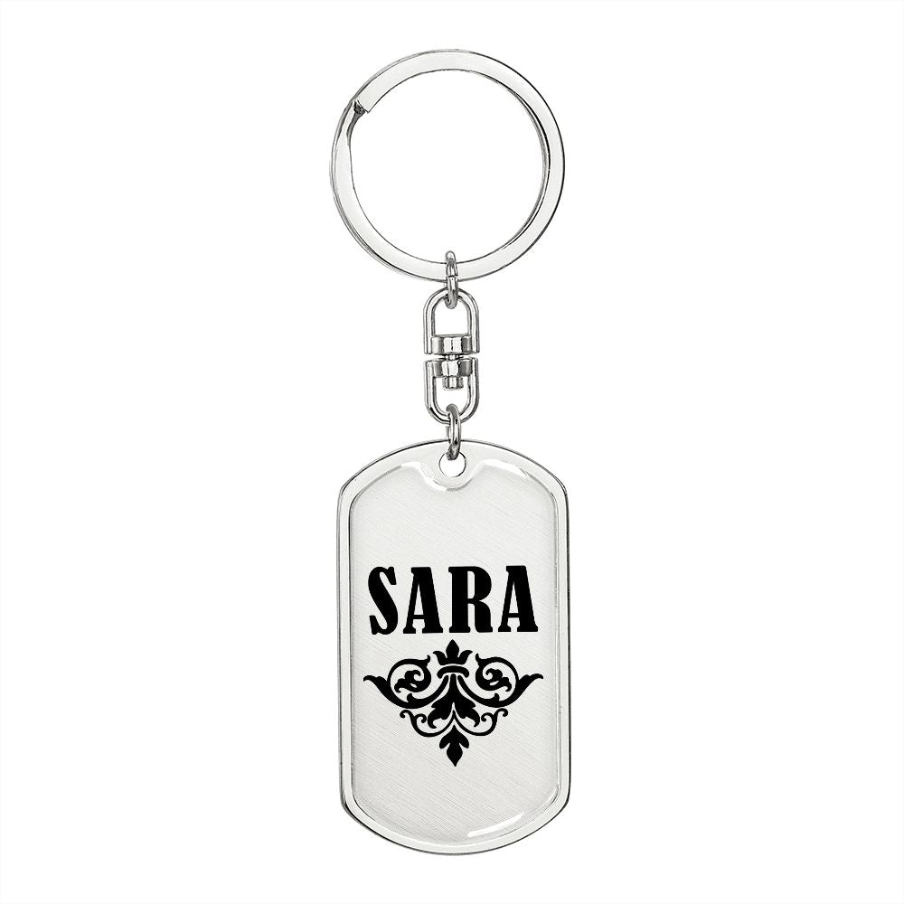 Sara v01a - Luxury Dog Tag Keychain