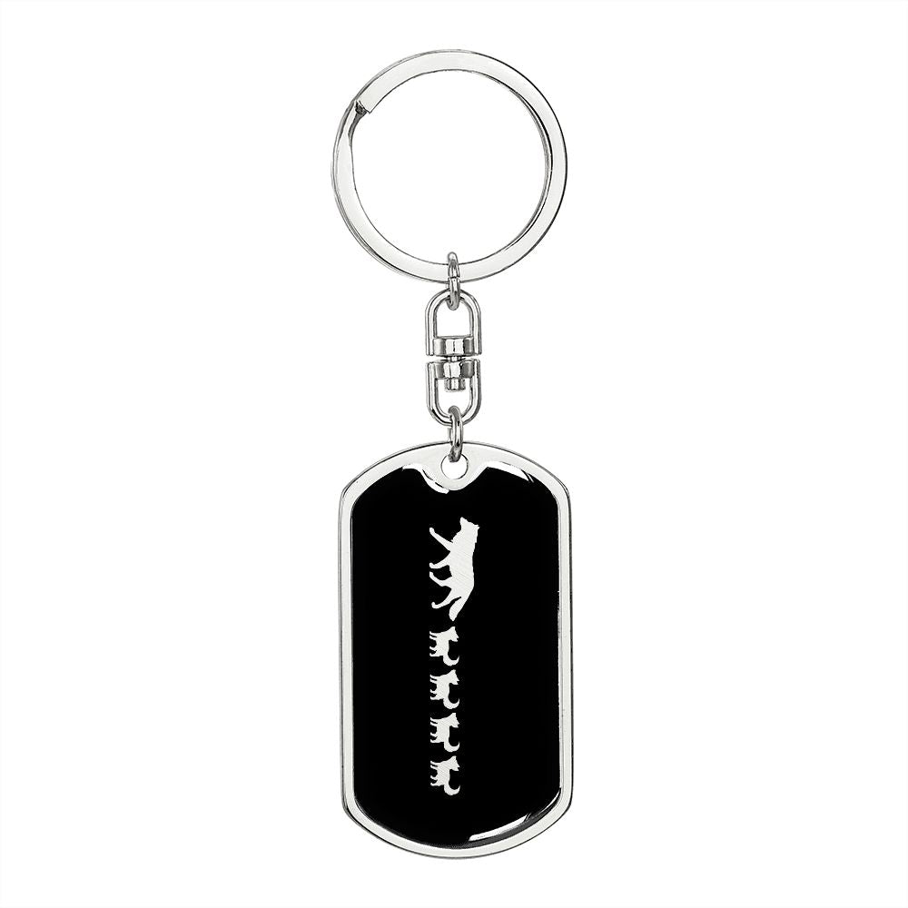 Mama Wolf With 4 Pups v2 - Luxury Dog Tag Keychain