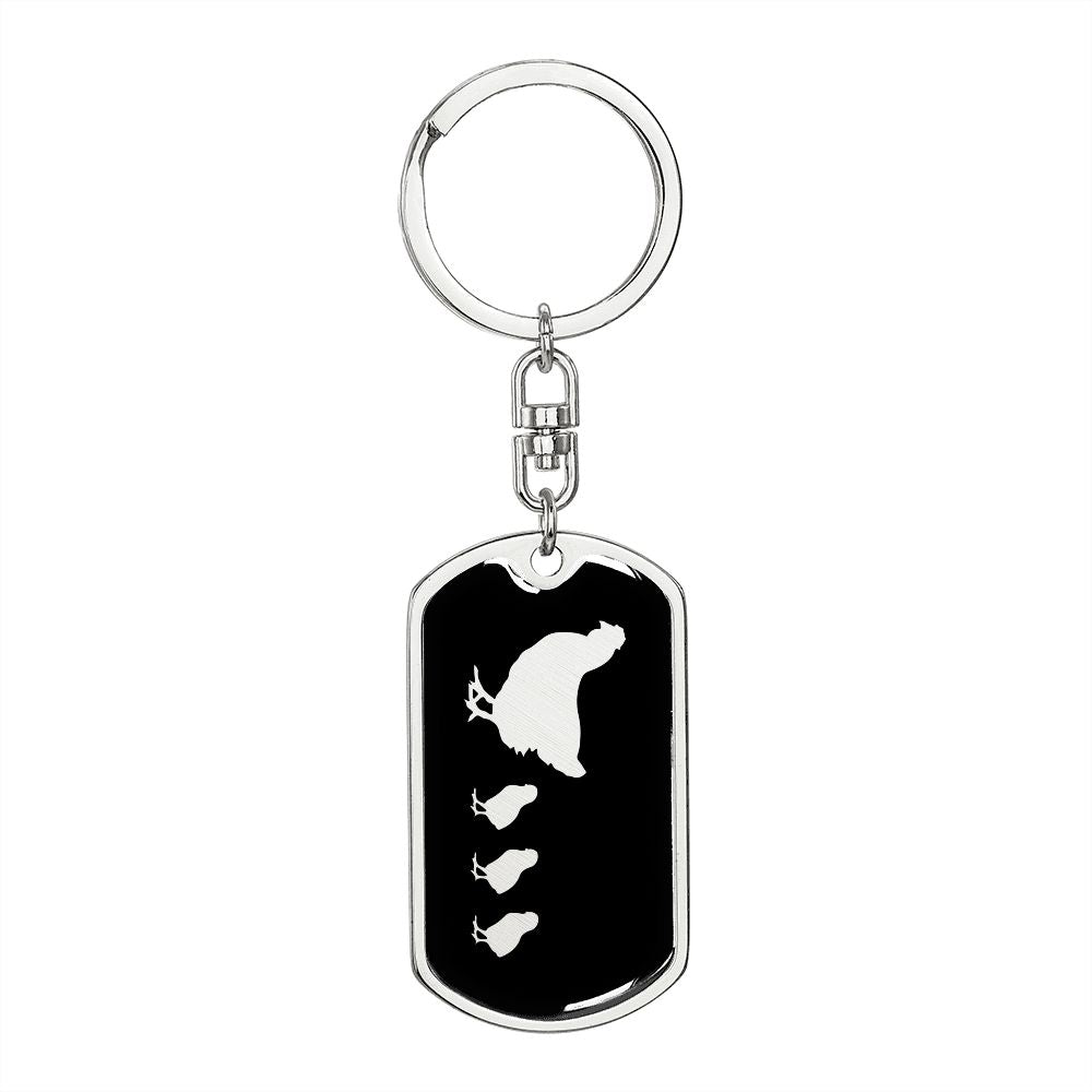 Mama Chicken With 3 Chicks v2 - Luxury Dog Tag Keychain