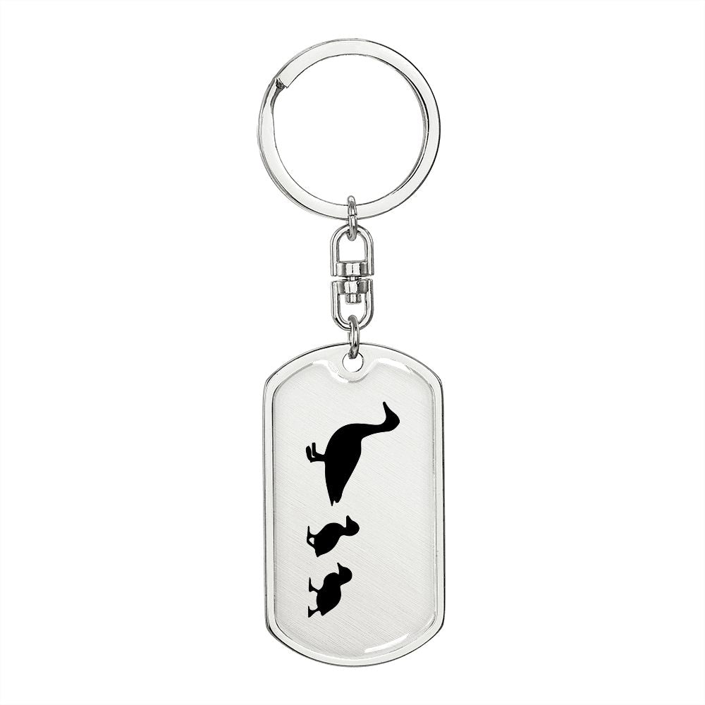 Mama Duck With 2 Ducklings - Luxury Dog Tag Keychain