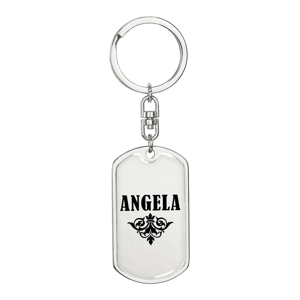 Angela v01a - Luxury Dog Tag Keychain