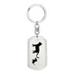 Mama Cat With 1 Kitten - Luxury Dog Tag Keychain