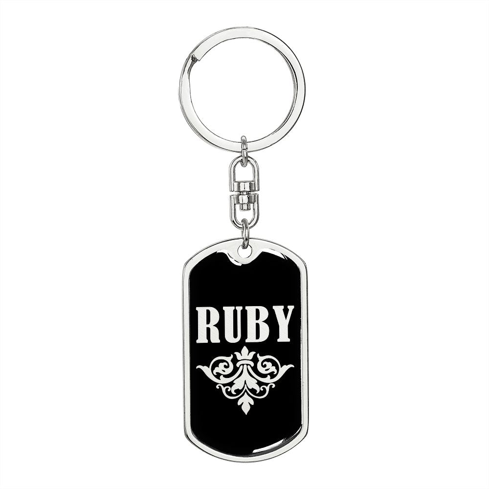 Ruby v02a - Luxury Dog Tag Keychain