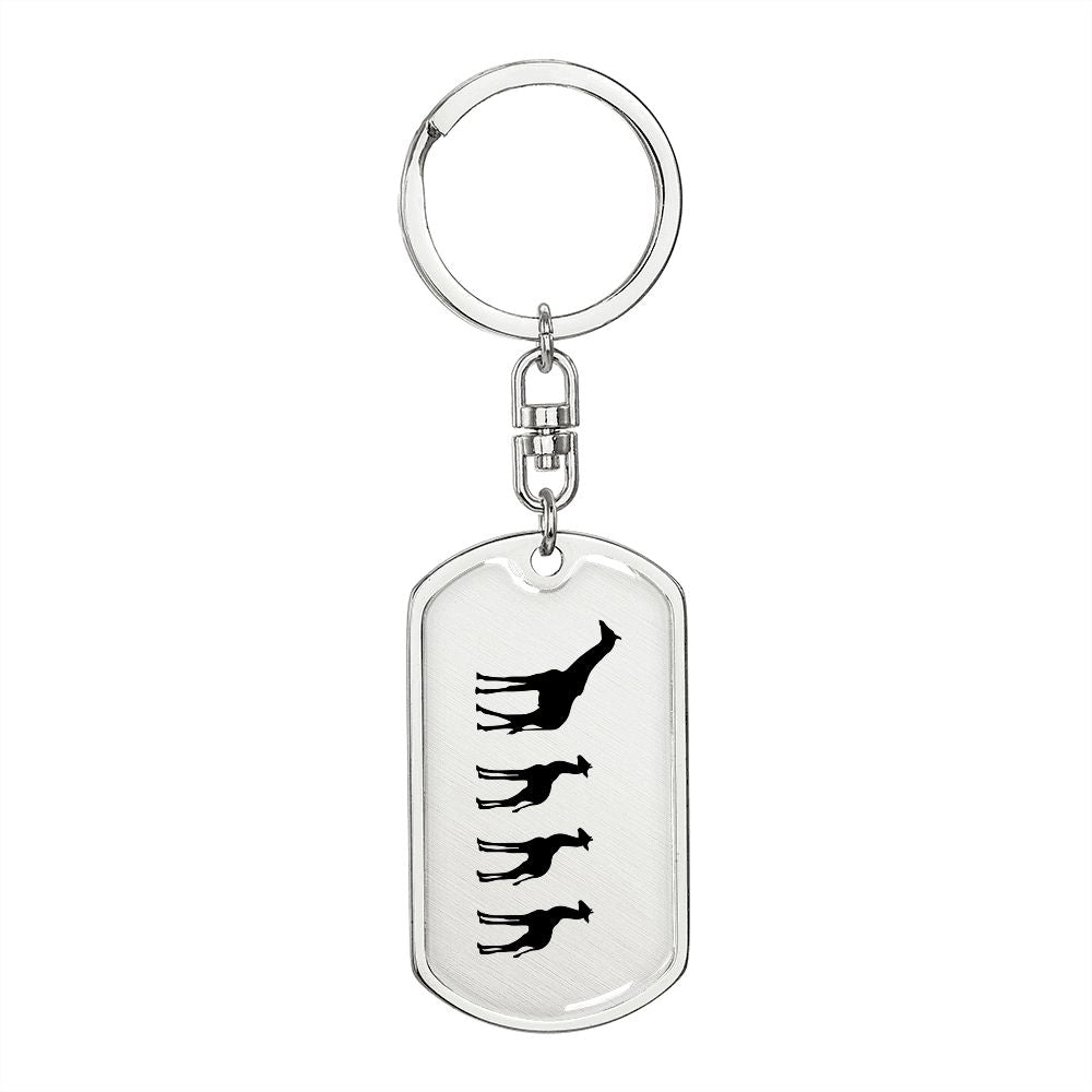 Mama Giraffe With 3 Calves - Luxury Dog Tag Keychain