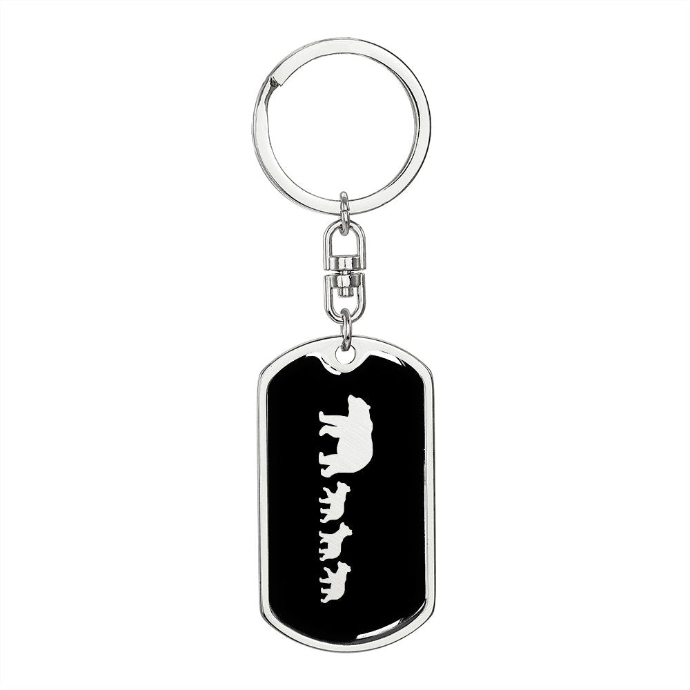 Mama Bear With 3 Cubs v2 - Luxury Dog Tag Keychain