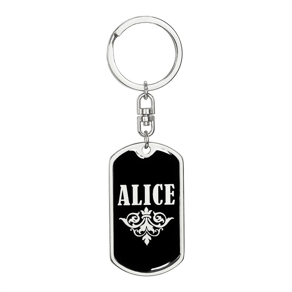 Alice v02a - Luxury Dog Tag Keychain