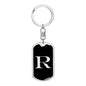 Initial R v2a - Luxury Dog Tag Keychain