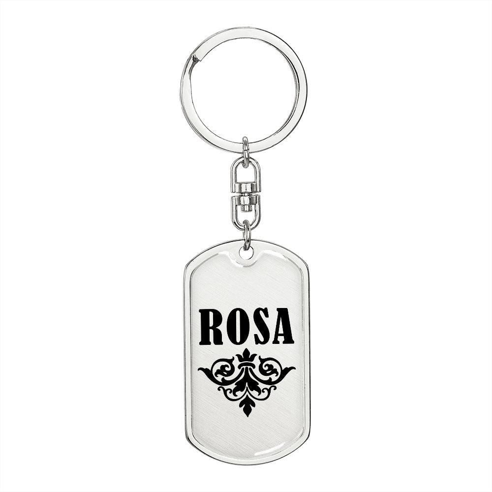 Rosa v01a - Luxury Dog Tag Keychain