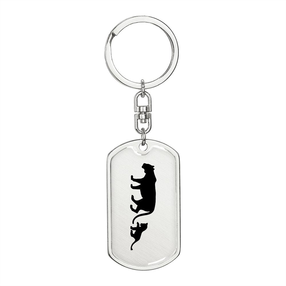 Mama Lioness With 1 Cub - Luxury Dog Tag Keychain