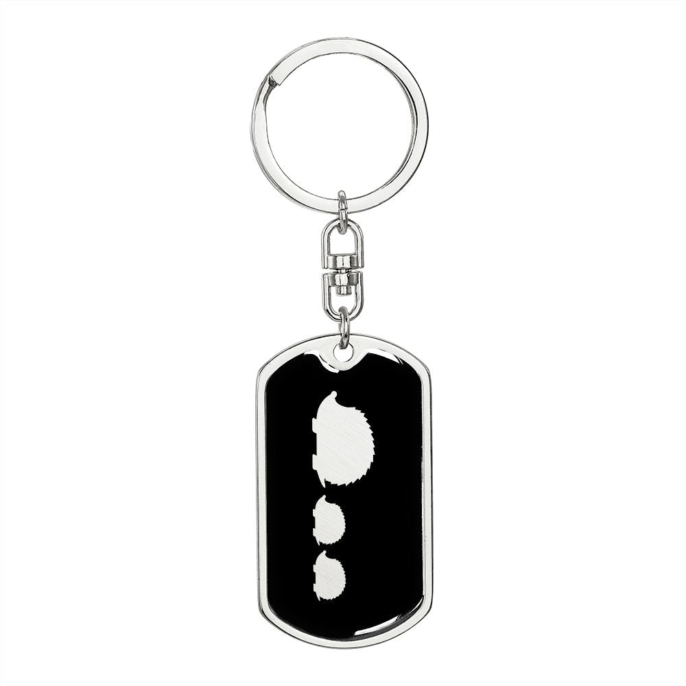 Mama Hedgehog With 2 Hoglets v2 - Luxury Dog Tag Keychain