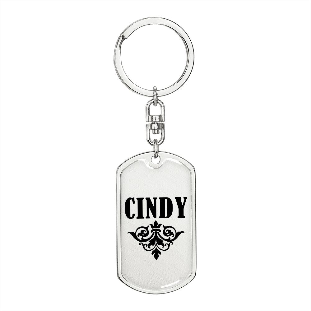 Cindy v01a - Luxury Dog Tag Keychain