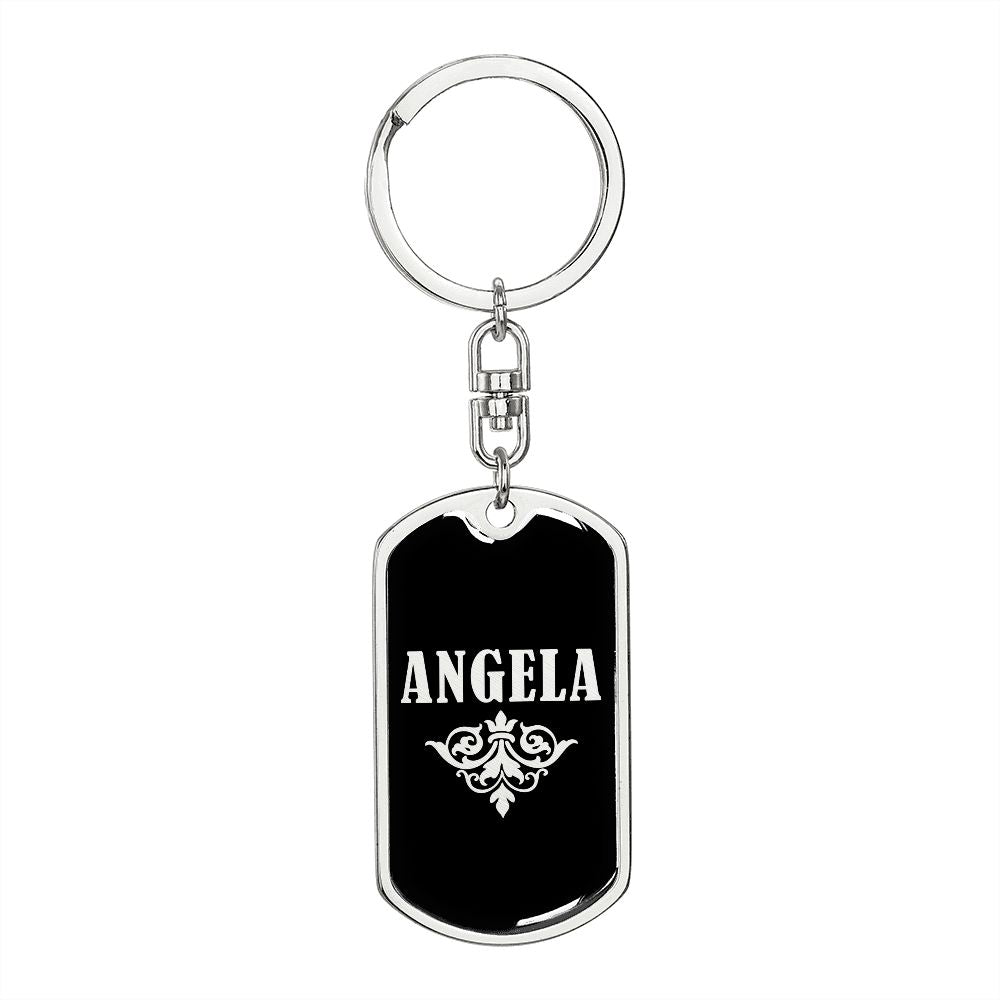Angela v02a - Luxury Dog Tag Keychain