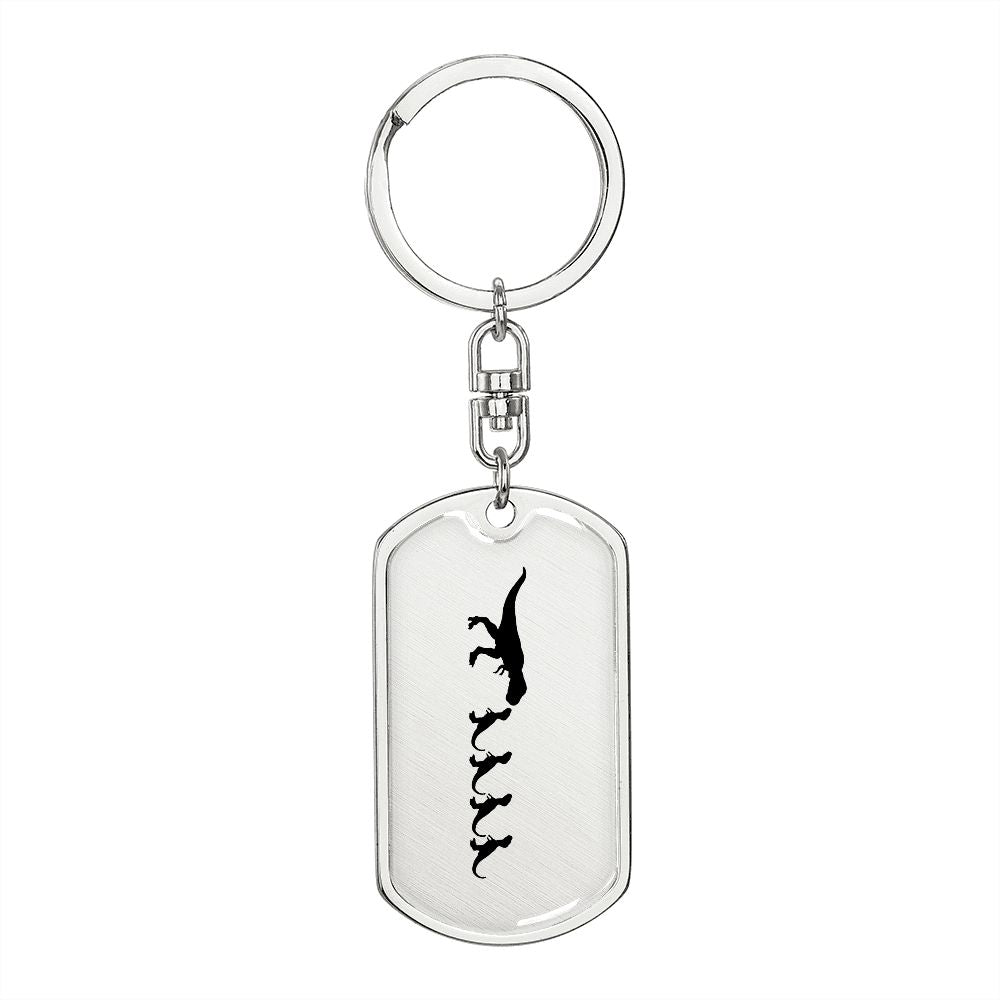 Mama Dinosaur With 4 Hatchlings - Luxury Dog Tag Keychain