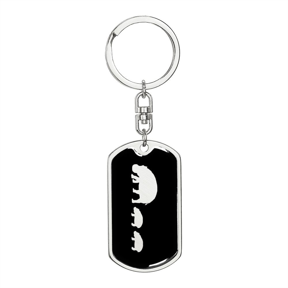 Mama Hippo With 2 Calves v2 - Luxury Dog Tag Keychain