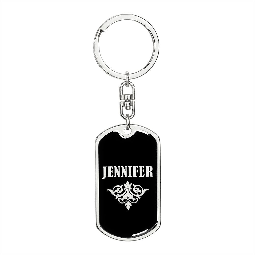 Jennifer v02a - Luxury Dog Tag Keychain