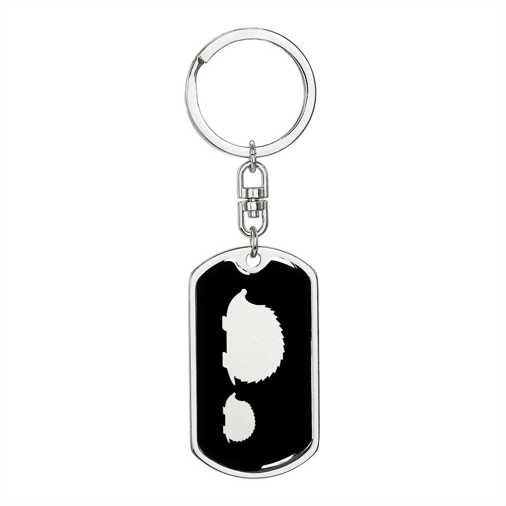 Mama Hedgehog With 1 Hoglet v2 - Luxury Dog Tag Keychain