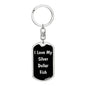 Love My Silver Dollar Fish v2 - Luxury Dog Tag Keychain