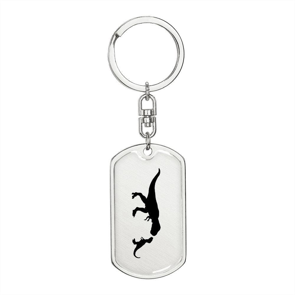 Mama Dinosaur With 1 Hatchling - Luxury Dog Tag Keychain