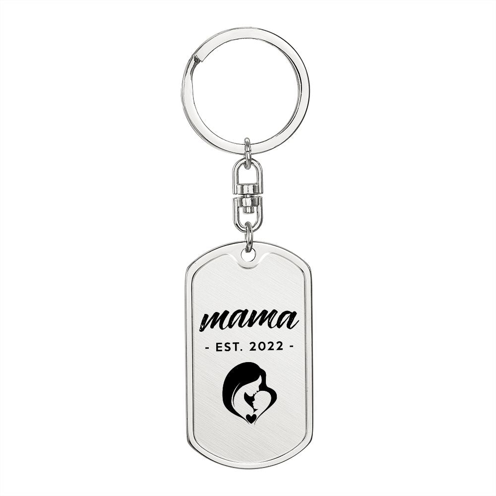 Mama, Est. 2022 - Luxury Dog Tag Keychain