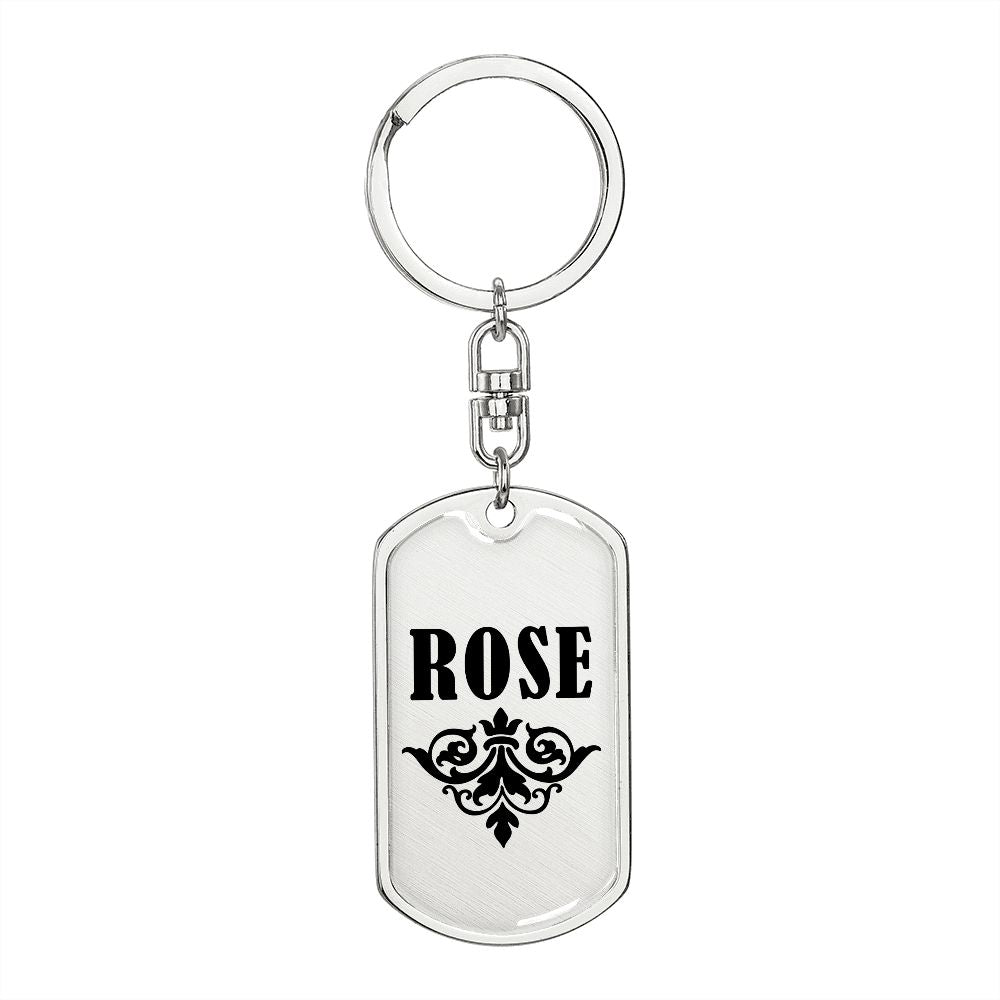 Rose v01a - Luxury Dog Tag Keychain