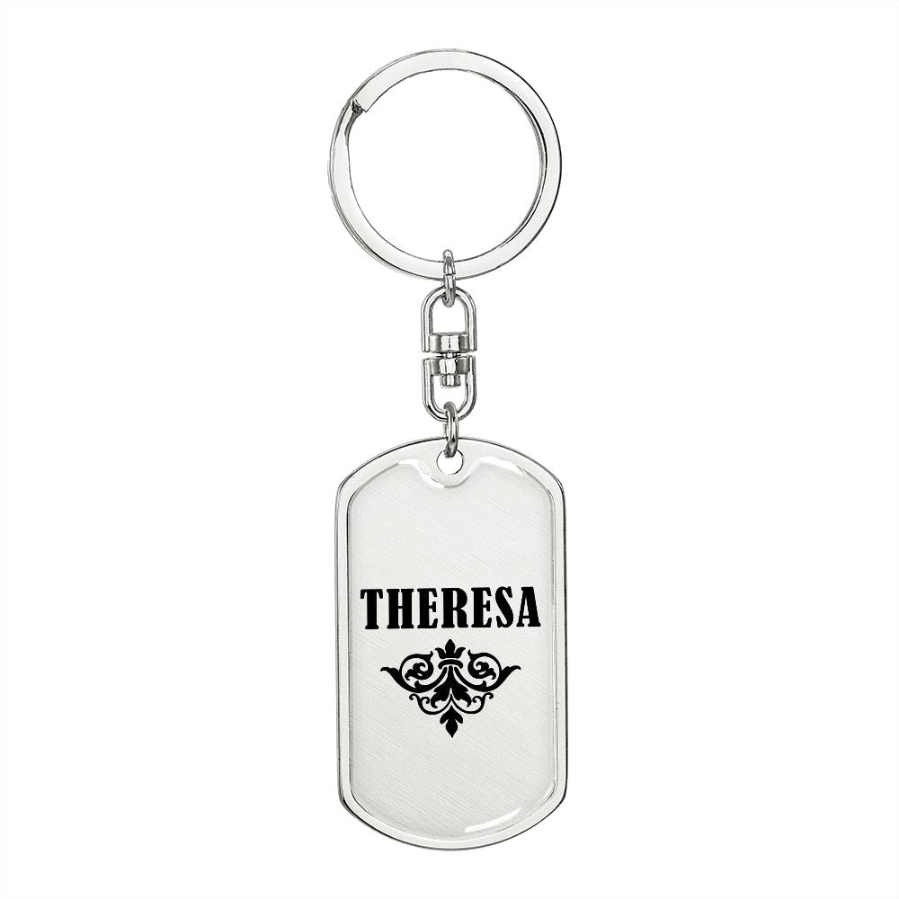 Theresa v01a - Luxury Dog Tag Keychain