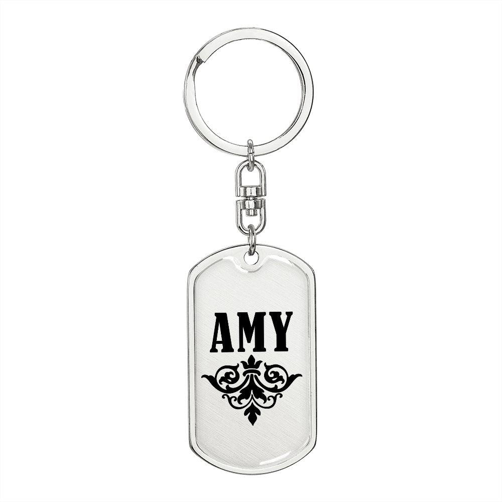 Amy v01a - Luxury Dog Tag Keychain
