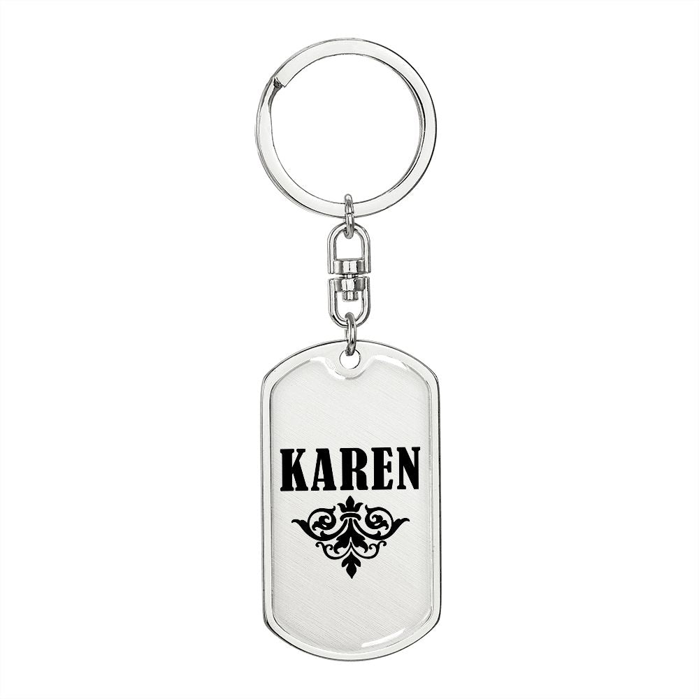 Karen v01a - Luxury Dog Tag Keychain