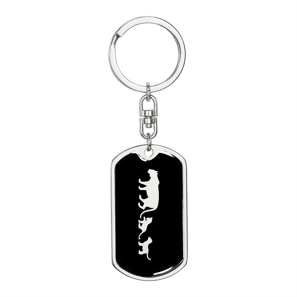 Mama Lioness With 2 Cubs v2 - Luxury Dog Tag Keychain