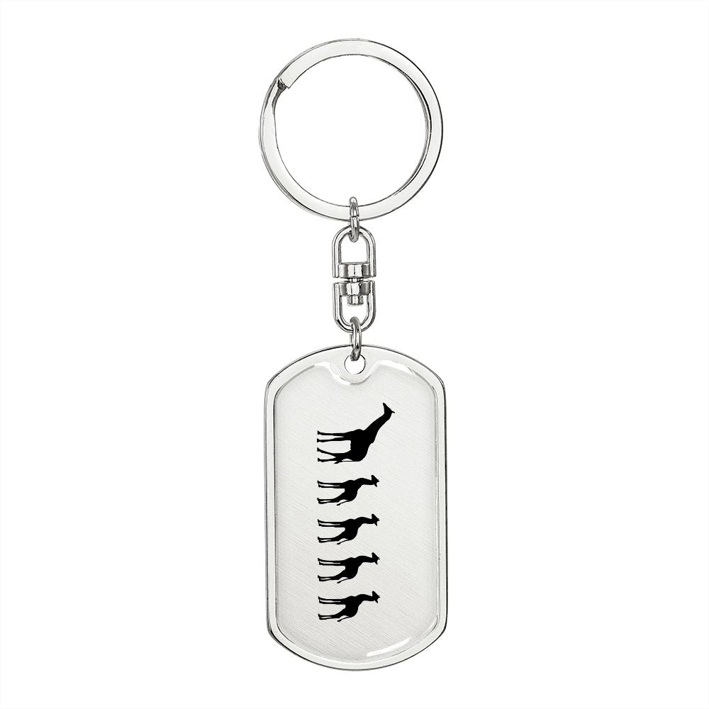 Mama Giraffe With 4 Calves - Luxury Dog Tag Keychain