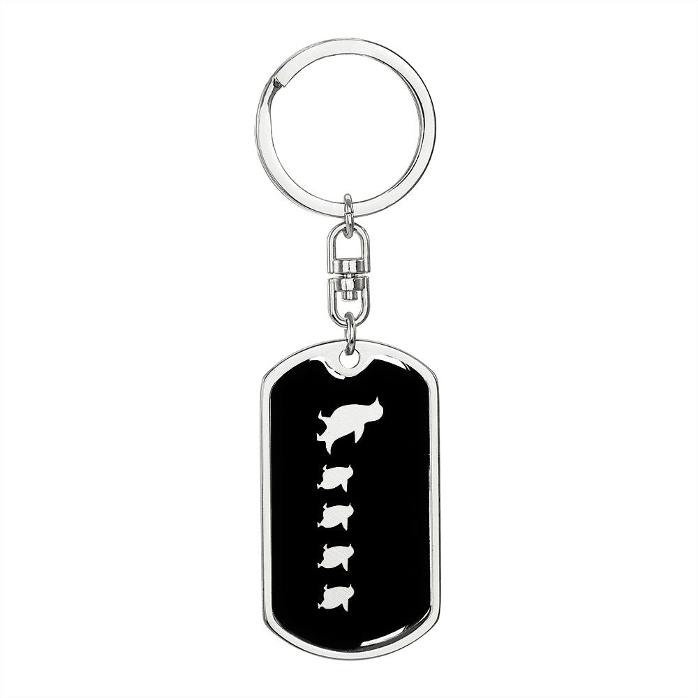 Mama Penguin With 4 Chicks v2 - Luxury Dog Tag Keychain
