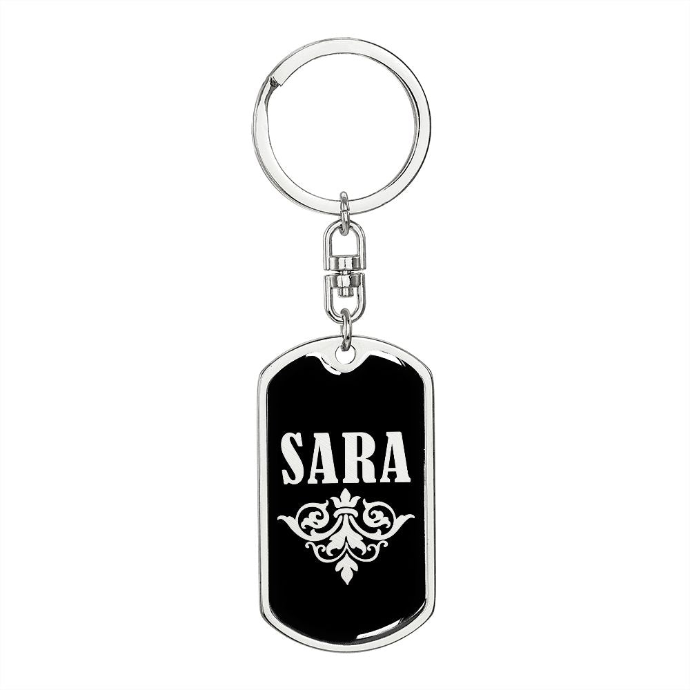 Sara v02a - Luxury Dog Tag Keychain